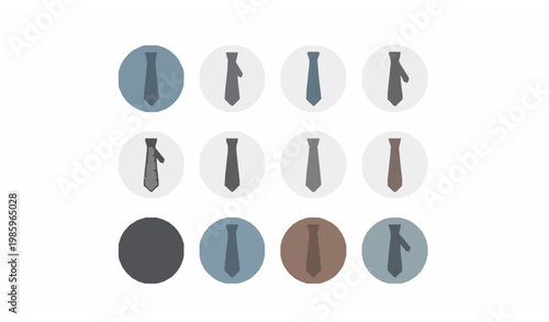 Necktie icons vector set with modern tie designs in minimal clean outline style for fashion UI