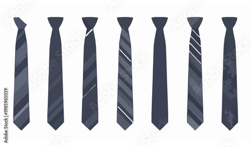Necktie vector set with modern tie styles in clean minimal fashion accessory illustration design