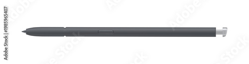 Realistic modern dark grey and silver stylus isolated on transparent background. Vector PNG