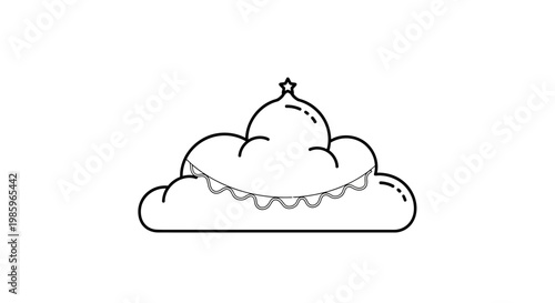 Abstract cloud with crown in black and white minimalist design