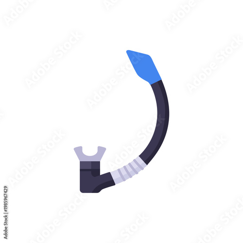 plastic blue black diving snorkel, underwater breathing equipment, colorful illustration
