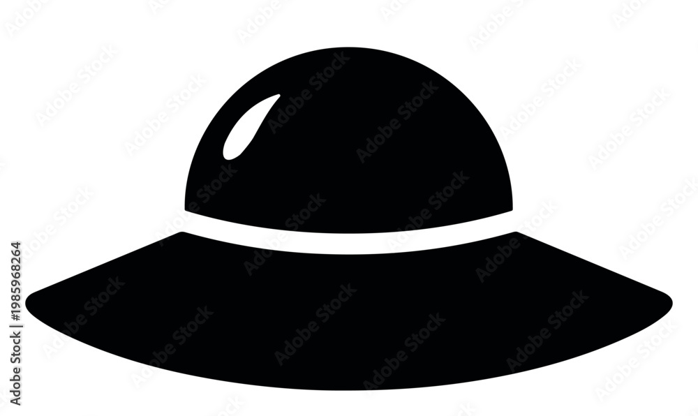 Fototapeta premium Minimal Black Sun Hat Icon Isolated on White Stock Vector