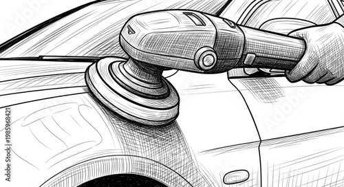 Handheld Electric Polisher Buffing Car Paint Surface.