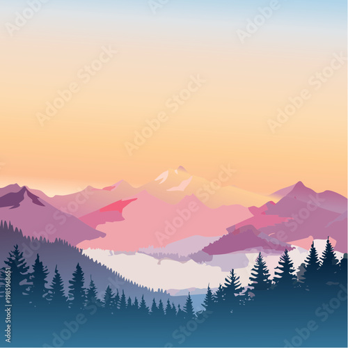 Ein atemberaubendes Bergpanorama bei Sonnenaufgang