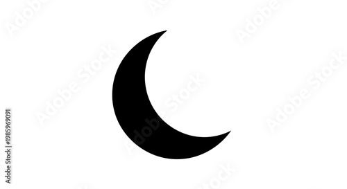 Black crescent moon shape isolated on white background symbol and icon