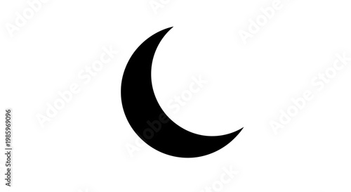 Black crescent moon symbol isolated on white background