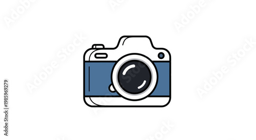 Camera icon illustration on white background for photography or media themes