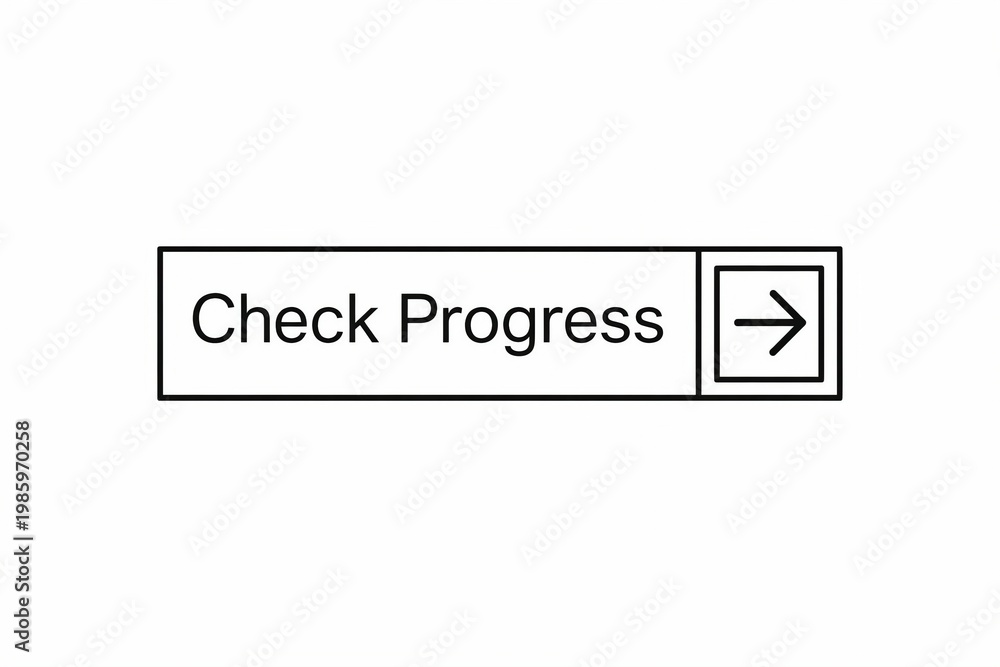 Fototapeta premium Button displaying check progress with arrow icon