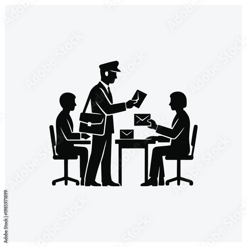 Businessman having a meeting with people silhouette icon
