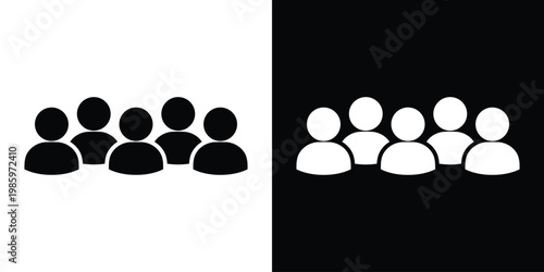 A horizontal row of five person icons representing a large group or workforce. Suitable for diversity and inclusion, community, population, and collaborative staff concepts.