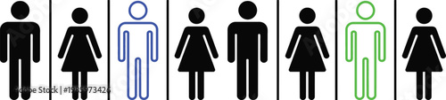 Gender symbols with highlighted non-binary icons in restroom signage