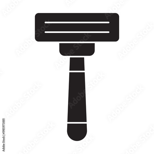 Solid black glyph icon of a shaving razor isolated on white background.