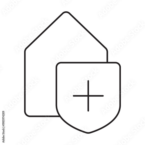 Home Protection Shield Line Icon