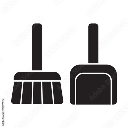 Broom and Dustpan Glyph Icon