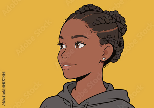 Stylish Young Woman with Braided Hairstyle