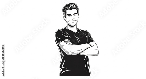 Confident Young Man Standing With Arms Crossed.