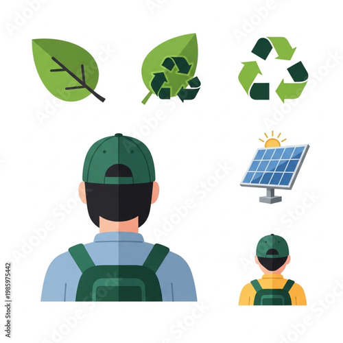 Back view of hiker with green cap backpack.