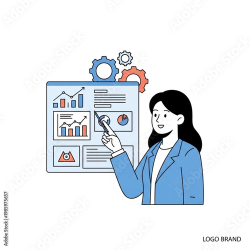 Businesswoman pointing at chart graph.