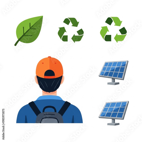 eco friendly, traveler, icon, vector, ecology, recycle, environment, green, energy, backpack, sustainable, 