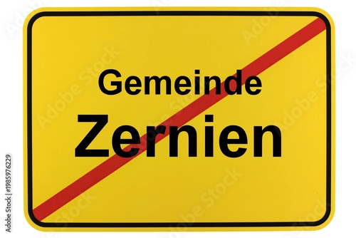 Illustration eines Ortsschildes der Gemeinde Zernien in Niedersachsen	
