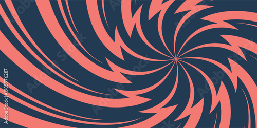 Abstract vector sunburst with zigzag lightning rays on dark blue background.