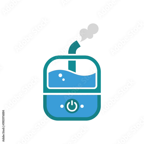 Flat humidifier icon, modern device, rounded shape, grid style, minimal.