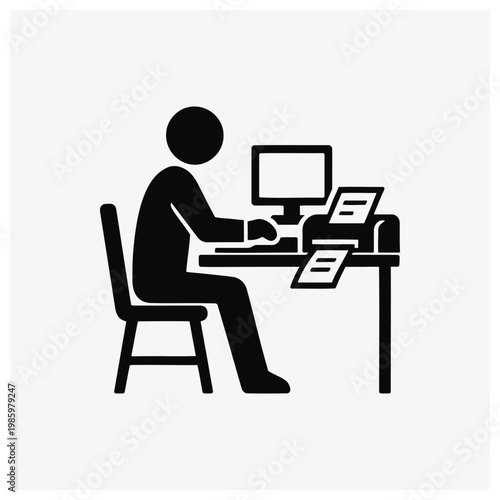 Person using a printer or printing station