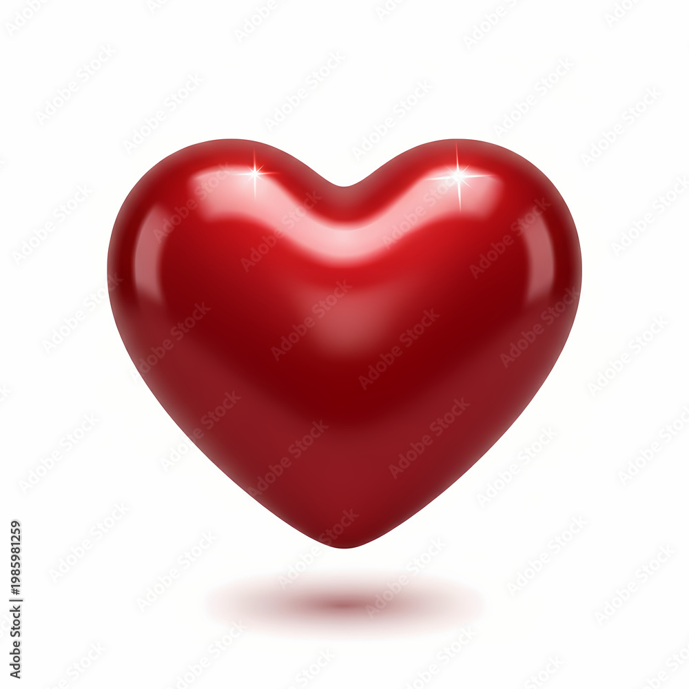 Fototapeta premium Glossy red 3D heart shape illustration 