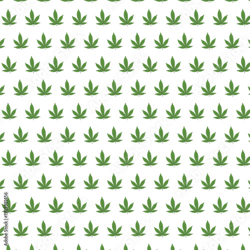 Minimal Flat Vector Marijuana Leaf Seamless Pattern Cannabis Foliage Background