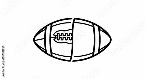 Stylized outline of an American football, split vertically