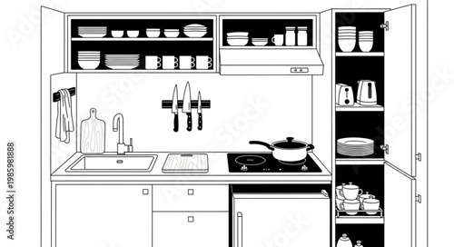 Compact modern kitchenette unit with sink and stove.