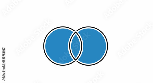 Two blue circles overlapping with black outlines against white