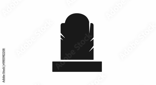 A black silhouette of a tombstone with a rounded top on a rectangular base