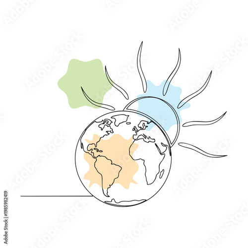 globe with solar eclipse and green sun