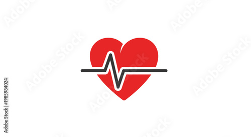 A symbolic red heart with a heartbeat line, representing cardiovascular health and well-being