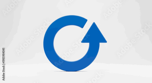 A vibrant 3D rendering of a circular arrow signifying refresh, update, and progress