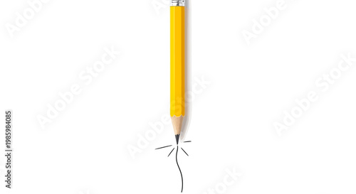 A yellow pencil creating a doodle on a white surface, visual representation of creativity