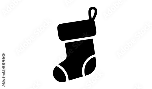 Christmas stocking icon vector fireside silhouette festive symbol isolated on white