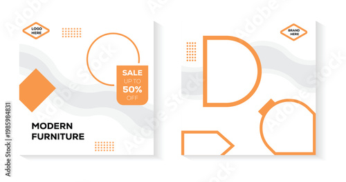 Home decor furniture advertisement template with social media post and digital marketing. Instagram and Facebook square post frame organic sale poster.  vector illustration.