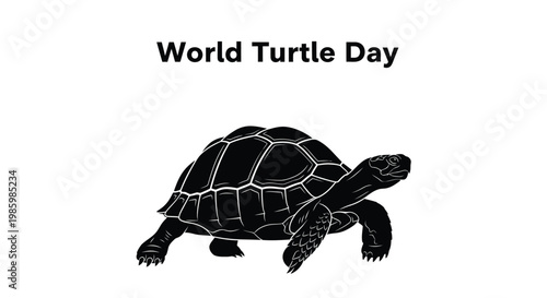World Turtle Day vector graphic illustration featuring a black silhouette of a tortoise for conservation design