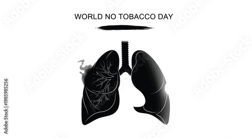 Creative vector graphic illustration showcasing healthy versus damaged human lungs for world no tobacco day awareness