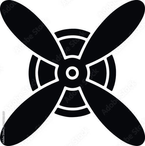 Silhouette of an airplane propeller engine component for aviation vector design