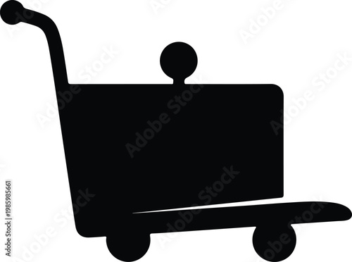 Silhouette of hotel luggage cart with suitcase for travel vector design