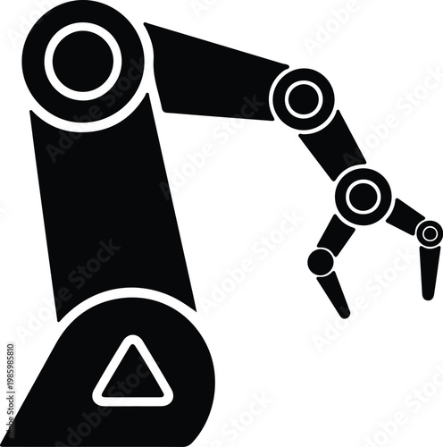 Silhouette of industrial robotic arm for automated factory production vector design