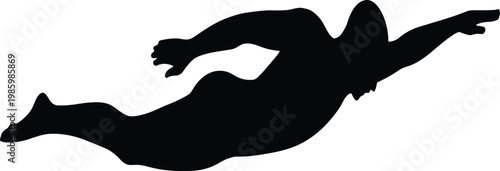 Black silhouette of a person lying on their stomach with arms extended vector illustration EPS PNG file