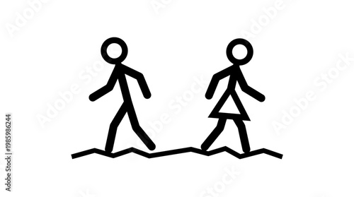 Simple Stick Figure Couple Walking Together