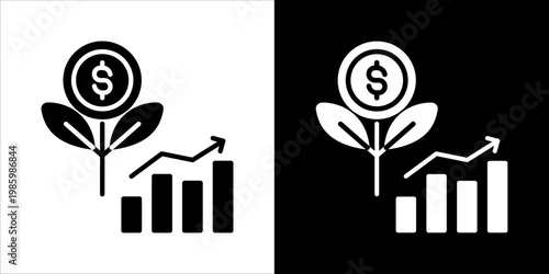 Growth Icon Sheet Black And White