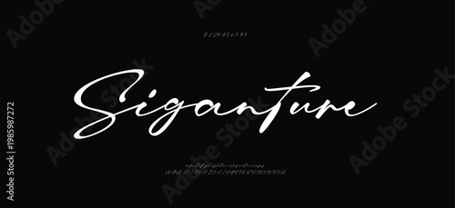 signature Font Calligraphy Logotype Script Brush Font Type Font lettering handwritten. Typography fonts regular uppercase and lowercase. vector illustration

