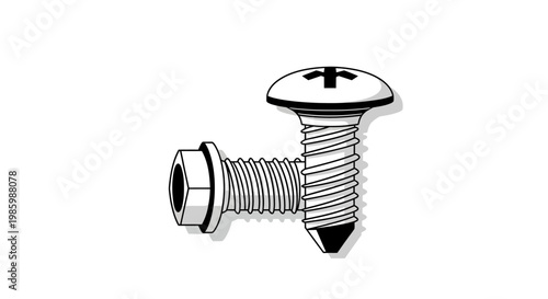 Two metal fasteners isolated on white background.