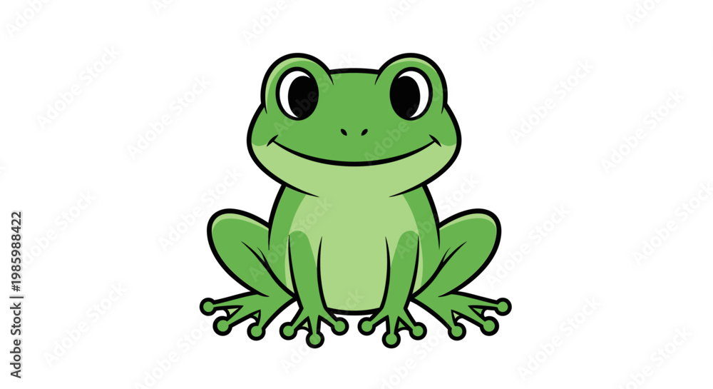 Fototapeta premium Cute cartoon frog with a friendly smile.